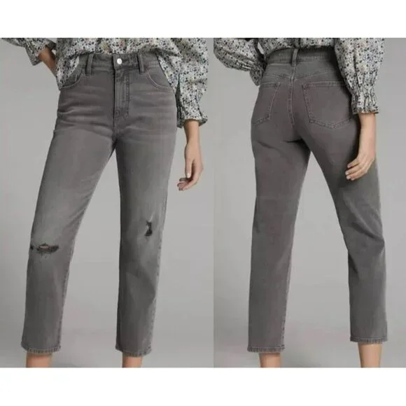 Anthropologie Pilcro The Borrowed Boyfriend Jeans Sz 32 Gray Distressed NWOT - Picture 1 of 14